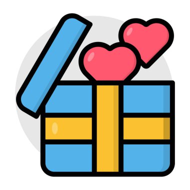 Aşk kutusunun kavramsal düz tasarım simgesi