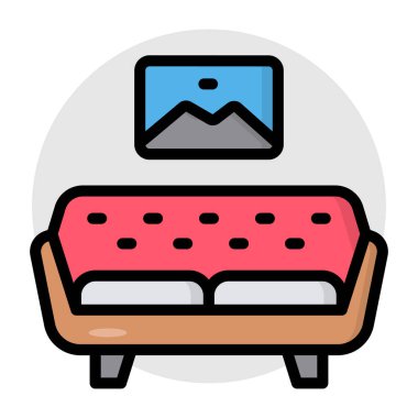 Kanepenin renkli tasarım ikonu.