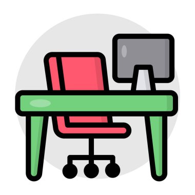 Ofis masasının yaratıcı tasarım simgesi