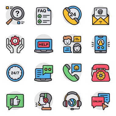 Yardım Hattı Düz Simgeleri