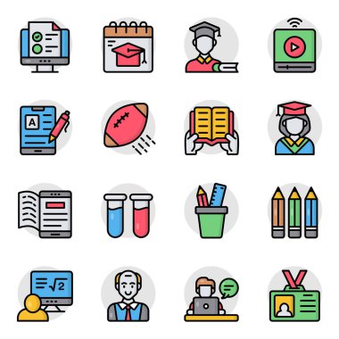 Çalışma Düz Simgeleri Seti 