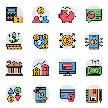 İş ve Finans düz simgeler kümesi