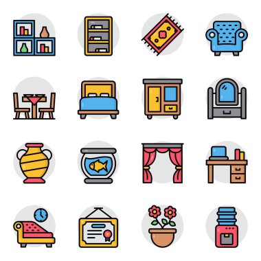 Mobilya Düz Simgesi Paketi 