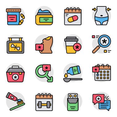 Sağlık Hizmetleri Düz Simgeleri Seti 