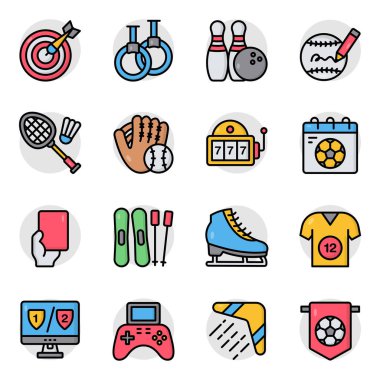 Spor Araçları Düz Simgeleri Seti 