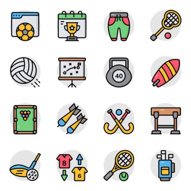 Spor Aksesuarları Düz Simgeleri 