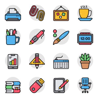 Sabit ve Aygıt Düz Simgelerinin Seti 