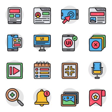 Kullanıcı Arayüzü Düz Simgelerinin Kümesi 