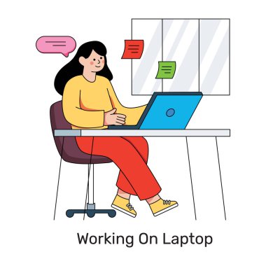 Düz dizaynlı iş kadını illüstrasyonları anında indirilebilir