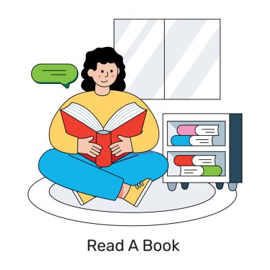 Bir kitabı okumanın modern tasarım çizimi