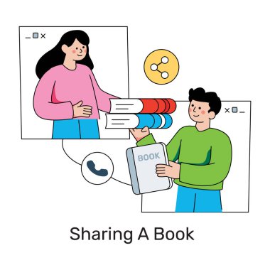 Kitap paylaşımının yaratıcı tasarım illüstrasyonu