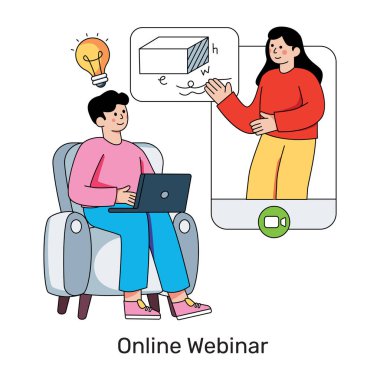 Webinar 'ın kavramsal düz tasarım çizimi 