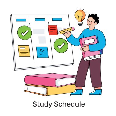 Çalışma programının modern tasarım illüstrasyonu 