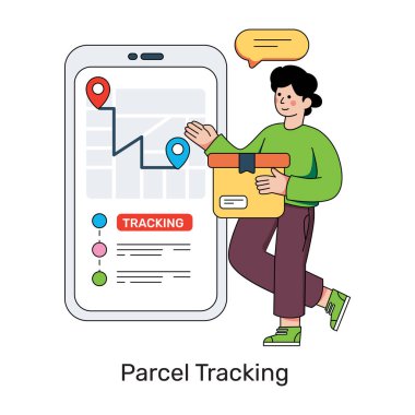 Paket takibinin modern tasarım çizimi 
