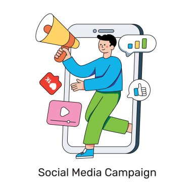 Sosyal medya pazarlamasının modern tasarım çizimi 