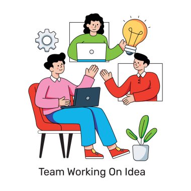 Takım işbirliğinin modern tasarım çizimi 
