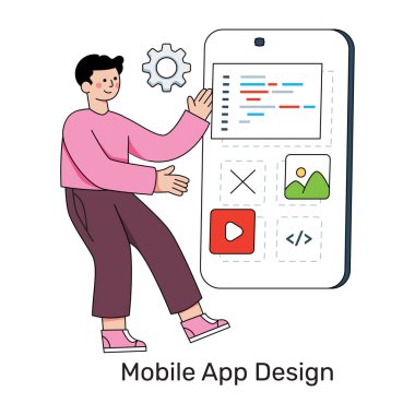 Mobil uygulama tasarımının son moda vektör tasarımı 