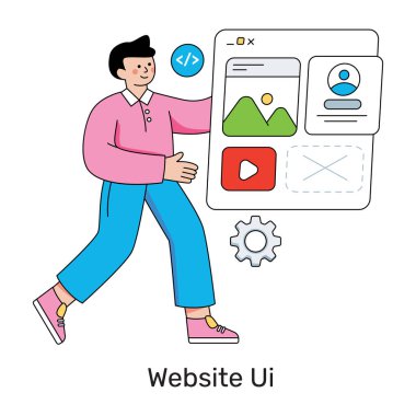 Evet web sitesinin kavramsal düz tasarım çizimi