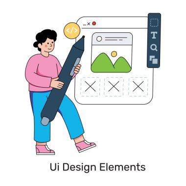 ui tasarım elementinin kavramsal düz tasarım çizimi