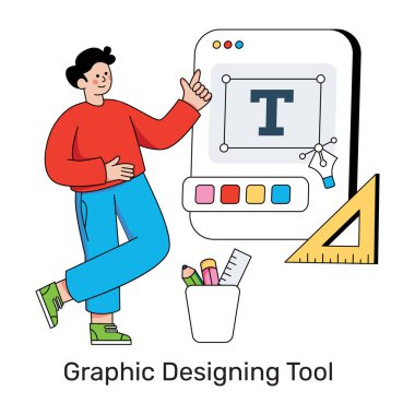      Grafik tasarım aracının modern biçim illüstrasyonu 