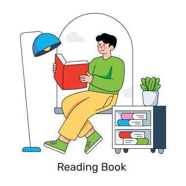 Kitap okumanın modern tasarım çizimi