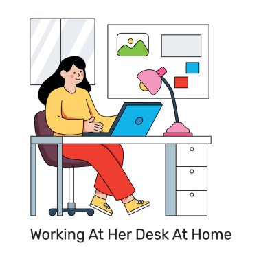 Ev işyerinin düzenlenebilir tasarım çizimi 