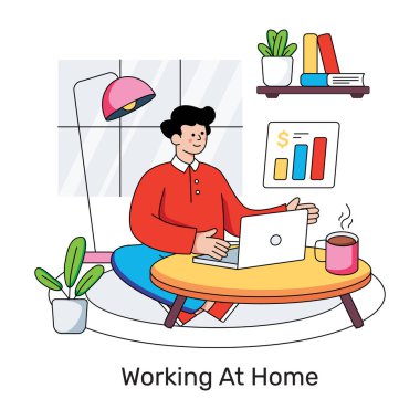 Evde çalışmanın renkli bir tasarımı.