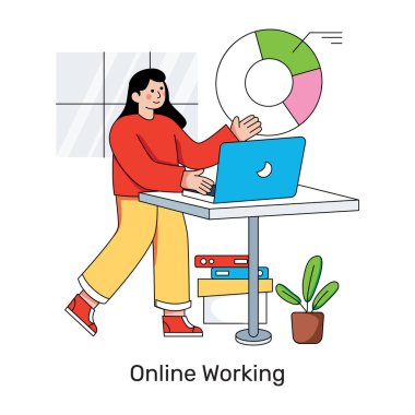 Çevrimiçi sunumun moda tasarım illüstrasyonu 