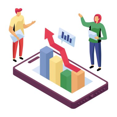 Mobil veri analizlerinin yaratıcı tasarım çizimi 