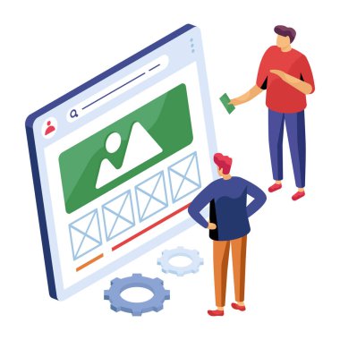 Web manzarasının kavramsal izometrik tasarım çizimi 