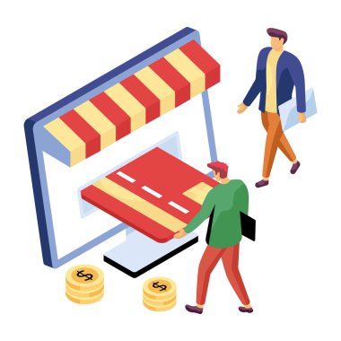 Çevrimiçi kart ödeme çizimi trend vektör tasarımı