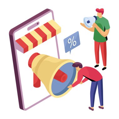 Mobil indirimin kavramsal düz tasarım illüstrasyonu 