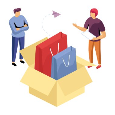 Alışveriş paketinin düzenlenebilir tasarım çizimi 