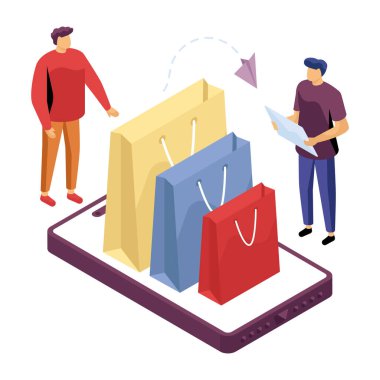 Mobil alışverişin eşsiz tasarım çizimi 