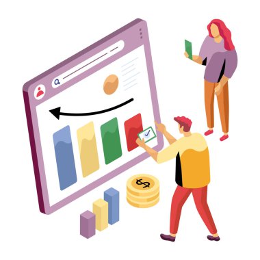 İş veri analizlerinin düzenlenebilir tasarım illüstrasyonu 