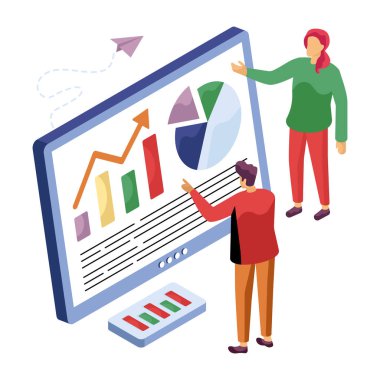 Online veri analizlerinin düzenlenebilir tasarım illüstrasyonu 