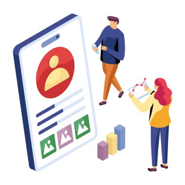 Mobil profilin modern tasarım çizimi 