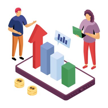 İş veri analizlerinin düzenlenebilir tasarım illüstrasyonu 