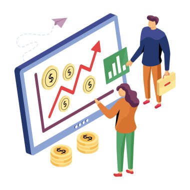 Finansal veri analizlerinin düzenlenebilir tasarım çizimi 