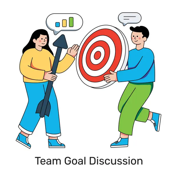 Takım hedef tartışmasının düzenlenebilir tasarım illüstrasyonu 