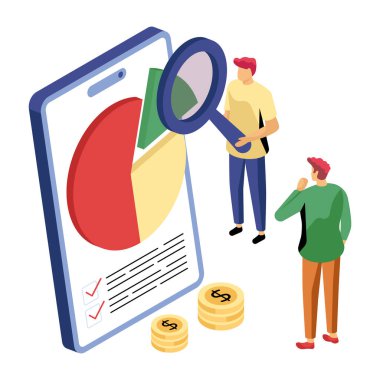 İş veri analizinin düzenlenebilir tasarım illüstrasyonu 