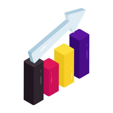 Bir izometrik tasarım, büyüme grafiğinin simgesi