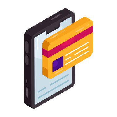 Mobil vektör tasarımında mobil kart ödeme simgesi