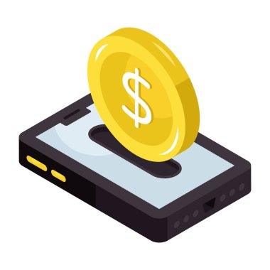 Akıllı telefonlu dolar, cep telefonu parası simgesi