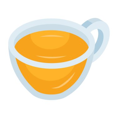 İzometrik dizaynlı bir fincan sıcak çay.