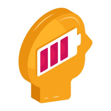 İzometrik tasarımda yorulmuş zihin simgesi 