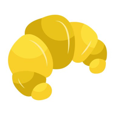 Kruvasanlı çay fincanı, kahvaltı ikonu. 