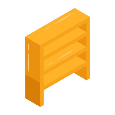 Ahşap rafların son moda izometrik tasarım simgesi 