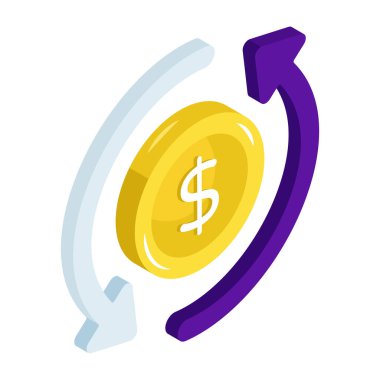 Para rotasyonunun düzenlenebilir tasarım simgesi 