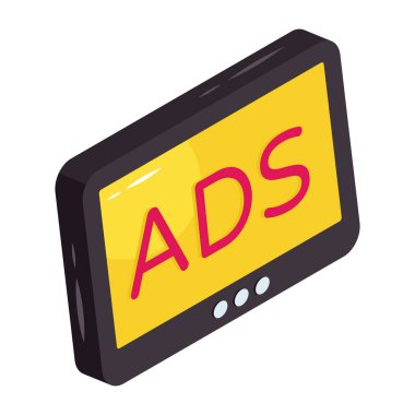Çevrimiçi reklamın kavramsal izometrik tasarım simgesi